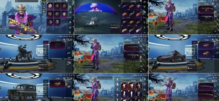 PGM518 Graffiti Whiz Outfit, Multiple Legendary Weapon Skins (AKM, M16A4, SCAR-L, M416, Groza, AUG), Buggy Golden Wings & Other Buggy Skins (G)